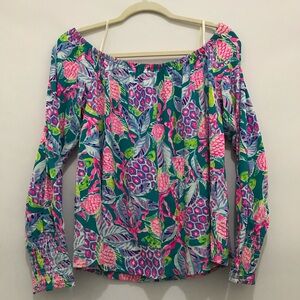 Lilly Pulitzer Floral Off-Shoulder Women's Top Size L